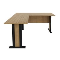 Mesa de Canto Escritório 160x160cm Tampo 25mm ME4195 Amêndoa/Preto