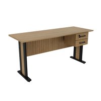 Mesa de Escritório 160cm 2 Gavetas e Chave ME4193 Amêndoa/Preto