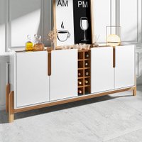 Balcão Buffet Max 4 Portas com Adega Branco/Cedro - Pnr Móveis