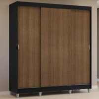 Guarda-Roupa Casal com Pés 3 Portas de Correr Preto/Rustic Reno Madesa