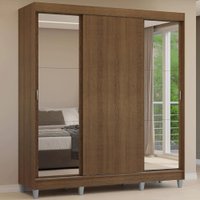 Guarda-Roupa Casal com Pés 3 Portas de Correr com Espelhos Rustic Reno Madesa