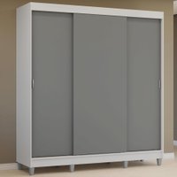 Guarda-Roupa Casal com Pés 3 Portas de Correr Branco/Cinza Reno Madesa