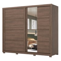 Guarda Roupas Casal 2 Portas de Correr com Espelho 4 Gavetas Lirio - Castanho