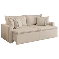 Sofá Cama Retrátil 4 Lugares 2,30m com Almofadas Linho Focus Sofá Cama Retrátil 4 Lugares 2,30m com Almofadas Linho Focus