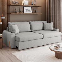 Sofá Cama Retrátil 4 Lugares 2,36m com Almofadas Linho Baltik