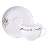 Xícara e Pires 250ml Chá Café Tramontina Lilla Porcelana