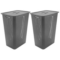 Kit 2 Cestos Roupas 47L Chumbo OU com Tampa Organizador Banh