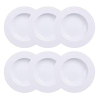 Jogo 6 Pratos Fundos de Jantar em Porcelana 23cm Branco Vibrare Tramontina