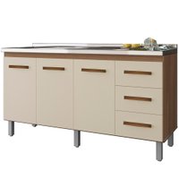 Balcao Para Pia 3P 3G 160 cm Emily Savana Off White Mobbs