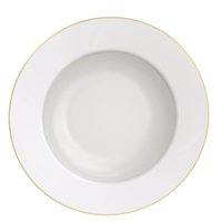 Prato Fundo 23cm Porcelana Tramontina Branco com Borda Dourada Filetado Elisa