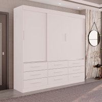Guarda Roupa Casal New Star 3 portas e 9 gavetas Sallêto - Branco