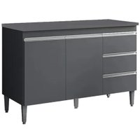 Balcao Com Tampo 2 PT 3 G 120 cm Andreia Cinza REAJL Moveis