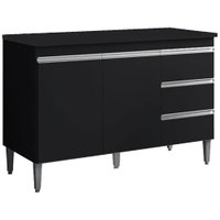 Balcao Com Tampo 2 PT 3 G 120 cm Andreia Preto REAJL Moveis