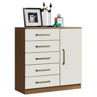 Comoda 5 Gavetas 1 Porta 91 cm Milao Atacama Off White ARMoveis