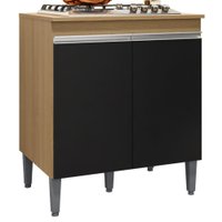 Balcao Com Tampo Para Cooktop 2 PT 79 cm Andreia Amendoa Preto REAJL Moveis