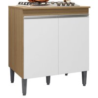 Balcao Com Tampo Para Cooktop 2 PT 79 cm Andreia Amendoa Branco REAJL Moveis