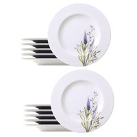 Jogo 12 Pratos de Sobremesa Porcelana Branca 21cm Tramontina Lilla Floral Restaurante Mesa Posta