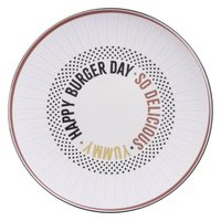 Prato Raso Hambúrguer Porcelana Decorada 25cm Mesa Posta Chicago Tramontina