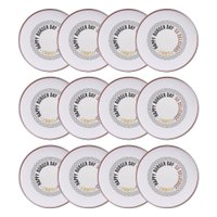 12 Pratos Rasos Hambúrguer Chicago Lanche 25cm Porcelana Decorada Mesa Posta Tramontina