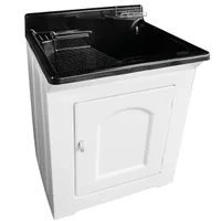 Tanque para Lavanderia 50L com Gabinete Organizador Saboneteira Preto Área de Serviço