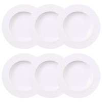 Jogo 6 Pratos Fundos Porcelana Branca 23cm Mesa Posta Aba Larga 330ml Tramontina Ingrid