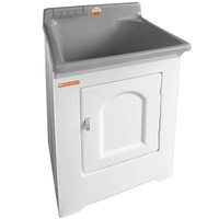 Gabinete Tanque de Lavanderia 40L Lavar Roupas Área de Serviço Cinza Stilofibras