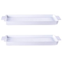 Jogo 2 Travessas Bandeja 36x19cm Maria Augusta Retangular Porcelana Servir Tramontina Branco Liso