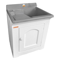 Gabinete Tanque Lavar Roupas 50L Cinza em Fibra Stilofibras Lavanderia Área de Serviço
