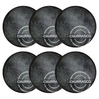 Jogo 6 Pratos para Churrasco Porcelana 25cm Carbon Mesa Posta Temática Tramontina