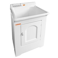 Gabinete Tanque 40L Lavar Roupas Calçados Branco em Fibra Área de Serviço Lavanderia Stilofibras