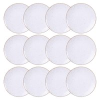 Jogo 12 Pratos de Sobremesa Porcelana Rústico Marrom 21cm Bolos Tortas Doces Tramontina