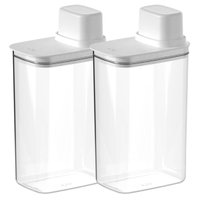 Kit 2 Dispensers Porta Mantimentos com Medidor 2,3L Pote Hermético para Cereais Arroz Feijão OU