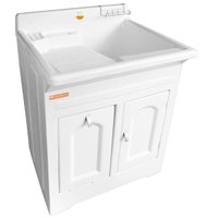 Gabinete Tanque Lavanderia Lavar Roupas Calçados 50L Branco Área de Serviço