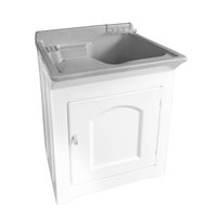 Tanque de Lavar Roupas com Gabinete e Esfregadeira 40L Fibra Stilofibras Cinza Lavanderia