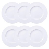 Jogo 6 Pratos de Jantar Rasos Porcelana Branco 27cm Maria Augusta Tramontina Aba Larga