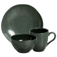 Jogo Prato Fundo Caneca e Bowl Cerâmica Orgânica Verde Arauco Porto Brasil