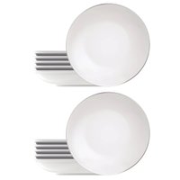 Jogo 12 Pratos Rasos de Jantar Porcelana 28cm Tramontina Atena Branco Mesa Posta Restaurante