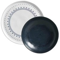 Jogo Prato Raso e Fundo Avulsos Cerâmica Stoneware Orgânico Porto Brasil Bio Astral Night Blue