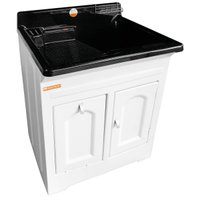 Gabinete Tanque para Lavanderia Preto 50L Lavar Roupas Área de Serviço Esfregadora Organizador