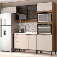 Armário de Cozinha Completa Miami Plus Carraro Freijó com Off White
