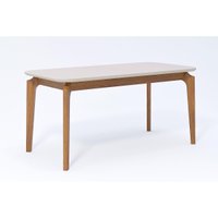Mesa de Sala Jantar Ficus c/ Tampo Madeirado Vidro 160x80cm Carvalho/Off White - Cimol