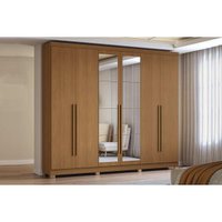 Guarda Roupa Casal 6 Portas (2 c/ Espelho) e 3 Gavetas c/ Pés CB01T580 Canela - Kappesberg