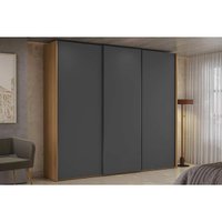 Guarda Roupa Casal 3 Portas de Correr e 4 Gavetas T582 Canela/Grafite - Kappesberg