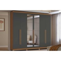 Guarda Roupa Casal 6 Portas (2 c/ Espelho) e 3 Gavetas c/ Pés CB01T580 Canela/Grafite - Kappesberg