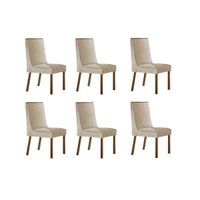 Cadeira Sala de Jantar Dakota Kit 6 Un Naturalle/Suede Creme - Rufato