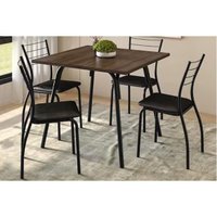 Sala de Jantar Completa 1569 Aço c/ Tampo Madeirado 90x90cm e 4 Cadeiras 1700 Preto/Legno - Preto - Carraro