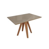 Mesa de Sala Jantar Duna Madeira Maciça c/ Tampo Madeirado c/ Vidro 120x80cm Carvalho/Freijo Bronze - Kappesberg