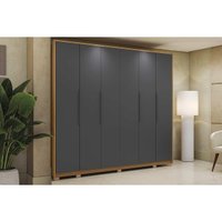 Guarda Roupa Casal 6 Portas e 4 Gavetas c/ Pés CB03T581 Canela/Grafite - Kappesberg