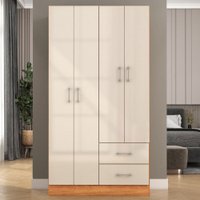 Guarda-Roupa Solteiro Panamá 4 Portas 2 Gavetas Cinamomo/Off White - Fellicci