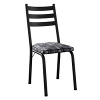 Cadeira Tubular Europa Preto Assento Mosaico Silver ARTEF